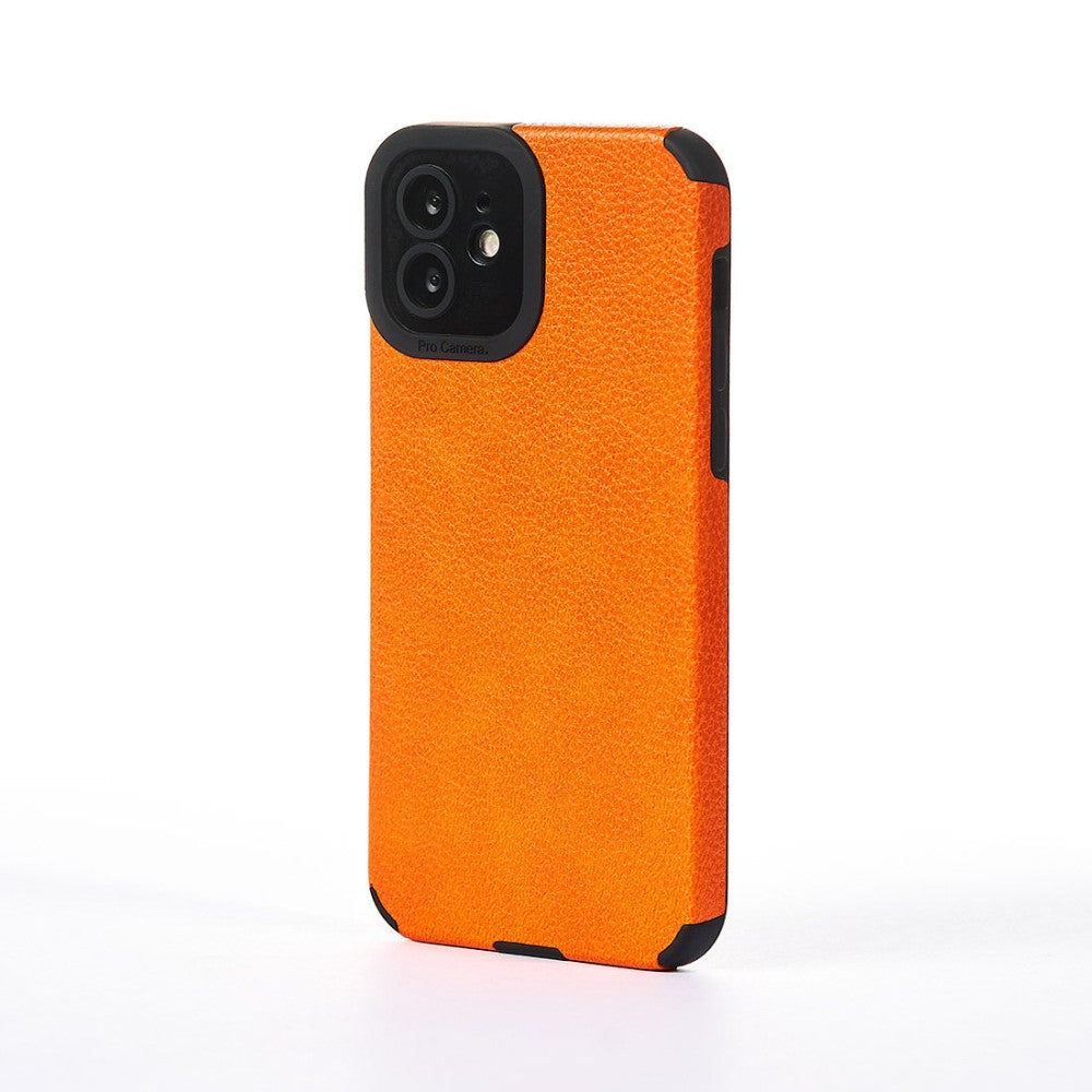 Husa Grained Leather - iPhone 12 - Portocaliu
