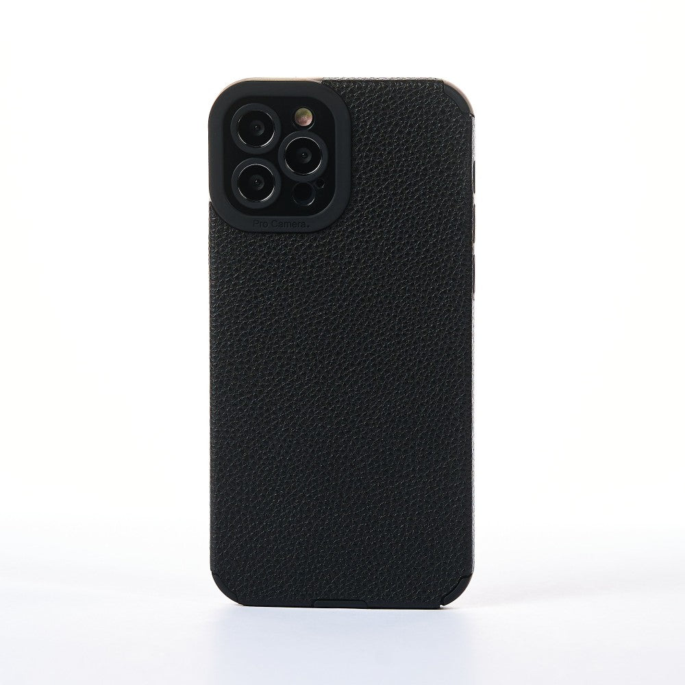 Husa Grained Leather - iPhone 12 Pro - Negru