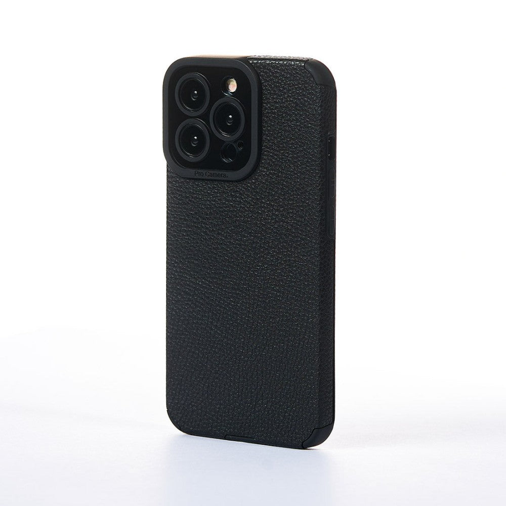 Husa Grained Leather - iPhone 13 Pro - Negru