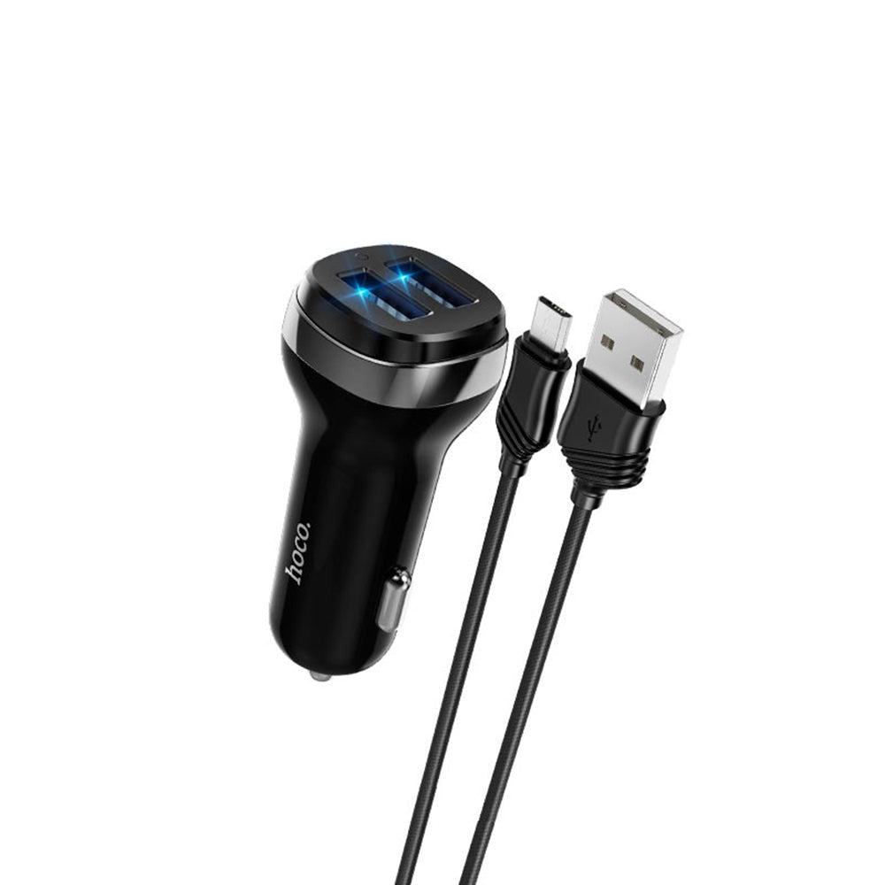Kit Incarcator Auto + Cablu USB-A HOCO Z40 Superior - Negru