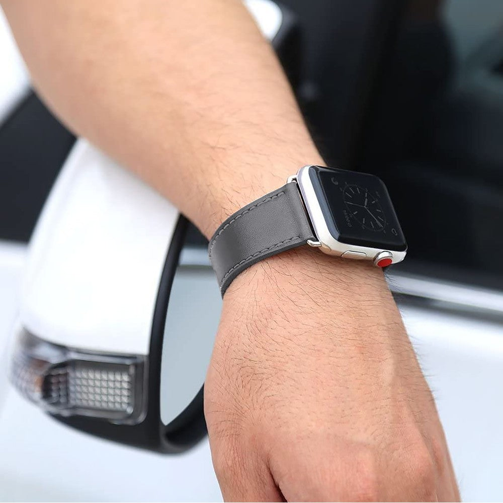 Curea Leather Classic - Apple Watch 1/2/3/4/5/6/7/8/9/SE/Ultra 1/Ultra 2 - 42/44/45/49 MM - Dark Gray