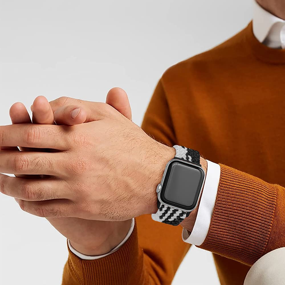 Curea Braided Weave - Apple Watch 1/2/3/4/5/6/7/8/9/SE/Ultra 1/Ultra 2 - 42/44/45/49 MM - Black/White