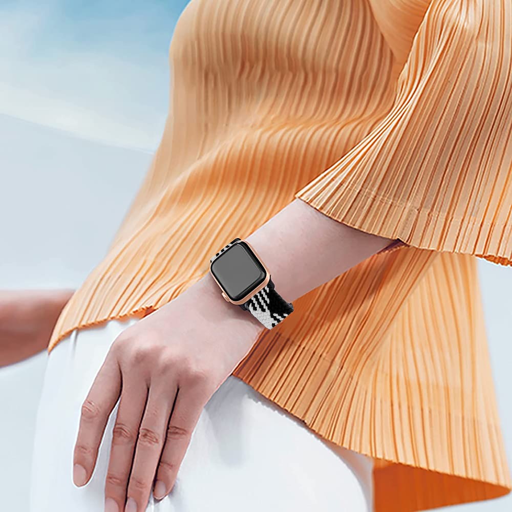 Curea Braided Weave - Apple Watch 1/2/3/4/5/6/7/8/9/SE - 38/40/41 MM - Black/White