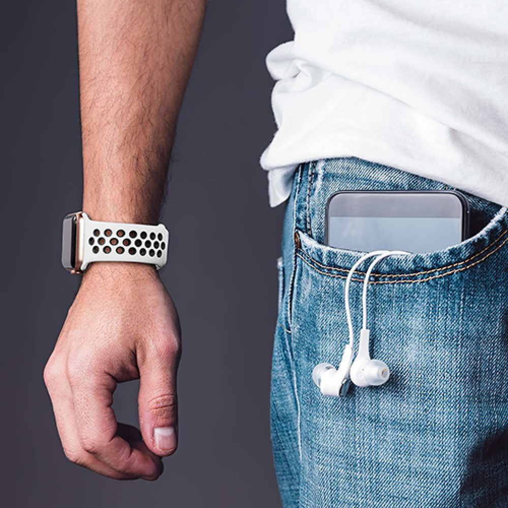 Curea Silicone Flex Loop - Apple Watch 1/2/3/4/5/6/7/8/9/SE/Ultra 1/Ultra 2 - 42/44/45/49 MM - White/Black
