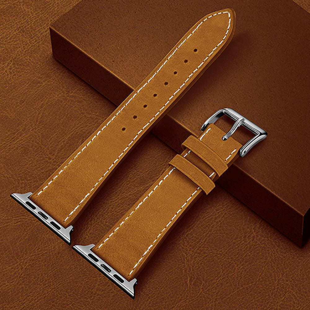 Curea Leather Heritage - Apple Watch 1/2/3/4/5/6/7/8/9/SE - 38/40/41 MM - Maro/Alb