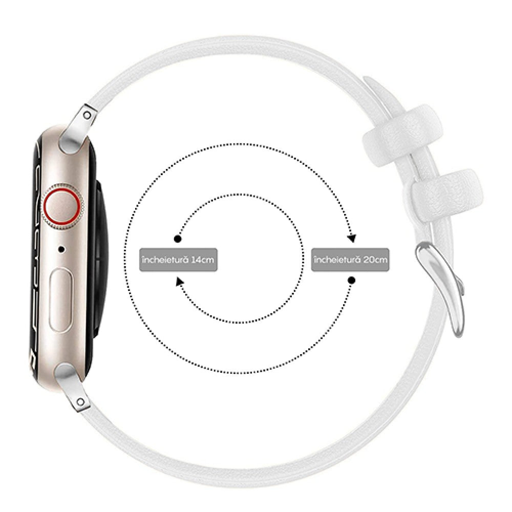 Curea Leather Heritage - Apple Watch 1/2/3/4/5/6/7/8/9/SE/Ultra 1/Ultra 2 - 42/44/45/49 MM - Alb