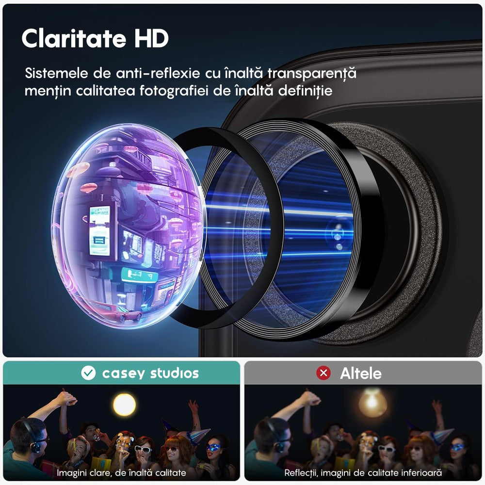 Folie Sticla Lentile Camera MaxDefense+ - iPhone 11 Pro/11 Pro Max - Negru