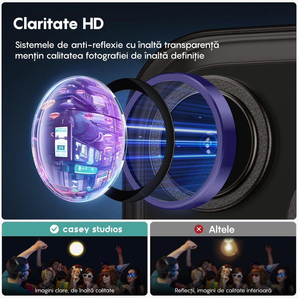 Folie Sticla Lentile Camera MaxDefense+ - iPhone 13/13 Mini - Mov Inchis