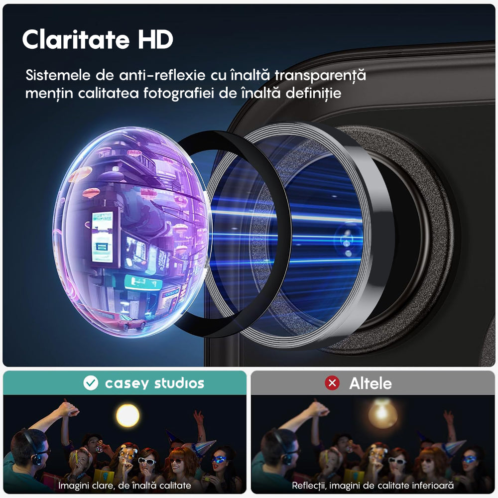 Folie Sticla Lentile Camera MaxDefense+ - iPhone 15 Pro/15 Pro Max - Argintiu