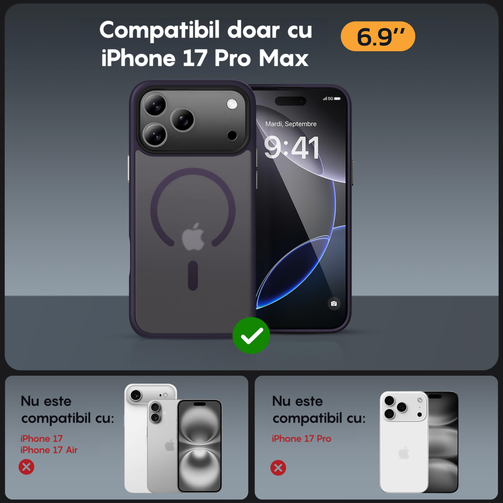 Husa MagSafe - iPhone 17 Pro Max - Mov Inchis