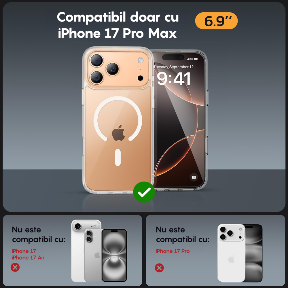 Husa MagSafe - iPhone 17 Pro Max - Transparent