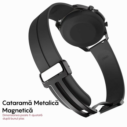 Curea Silicone Metallic Link - Amazfit Active/GTR Mini/Bip3 pro/Bip3/GTS4 Mini/GTS 3/GTS2e/GTS2mini/GTS 2/ pop pro/pop/BIP U/GTR 42mm/GTS/BIP/BIP lite/Bip1S - 20mm - Negru