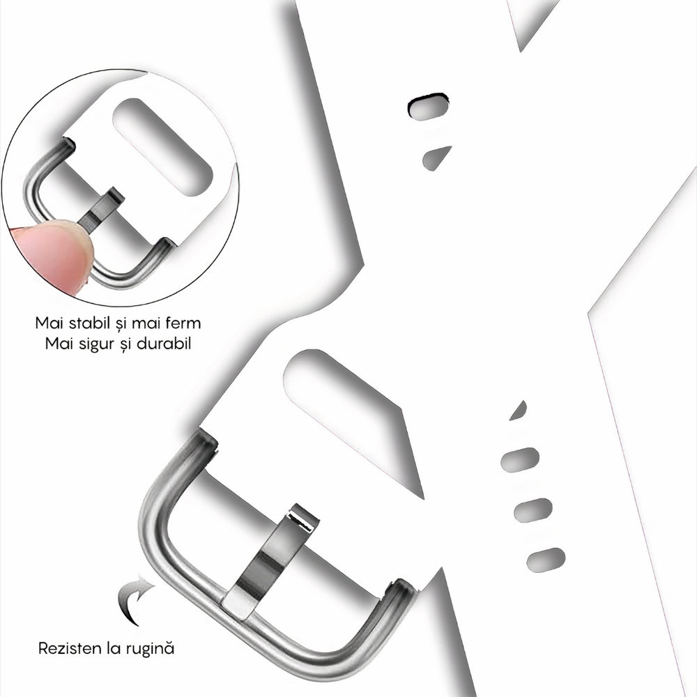 Curea Silicone Classic - Amazfit Active/GTR Mini/Bip3 pro/Bip3/GTS4 Mini/GTS 3/GTS2e/GTS2mini/GTS 2/ pop pro/pop/BIP U/GTR 42mm/GTS/BIP/BIP lite/Bip1S - 20mm - Alb