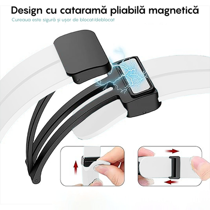 Curea Silicone Metallic Link - Honor Watch SE/MagicWatch2 - 20mm - Alb