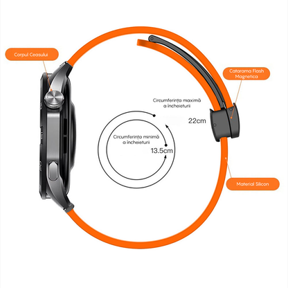 Curea Silicone Metallic Link - Honor Watch GS4/GS3/GS3i/4 pro/GS pro/Magicwatch2 46mm/Magicwatch1/watch Dream - 22mm - Portocaliu