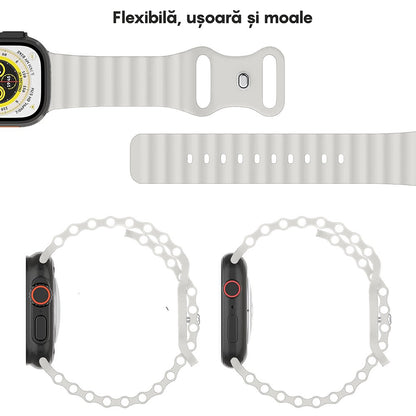 Curea Ocean Explorer - Apple Watch 1/2/3/4/5/6/7/8/9/SE/Ultra 1/Ultra 2 - 42/44/45/49 MM - Alb