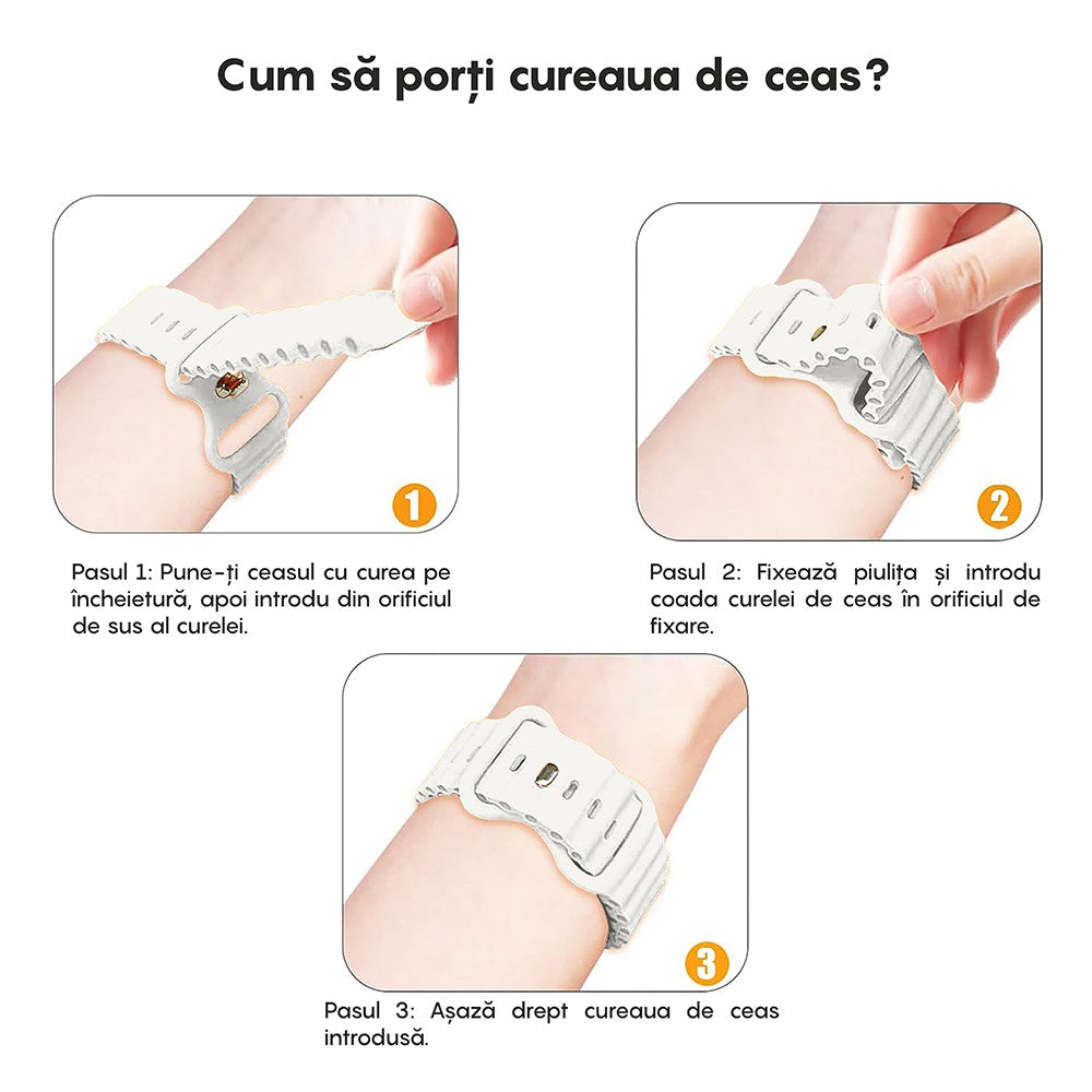 Curea Ocean Explorer - Apple Watch 1/2/3/4/5/6/7/8/9/SE/Ultra 1/Ultra 2 - 42/44/45/49 MM - Alb