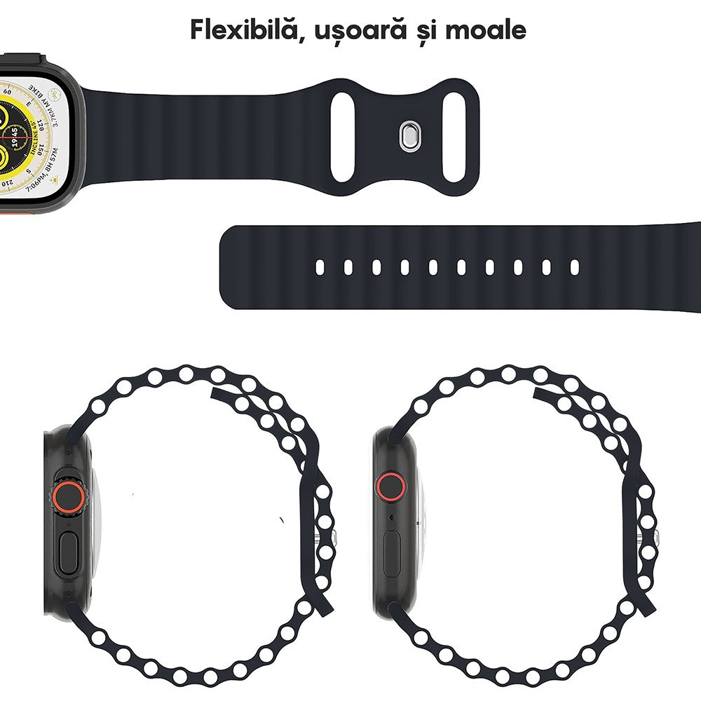 Curea Ocean Explorer - Apple Watch 1/2/3/4/5/6/7/8/9/SE/Ultra 1/Ultra 2 - 42/44/45/49 MM - Albastru Inchis