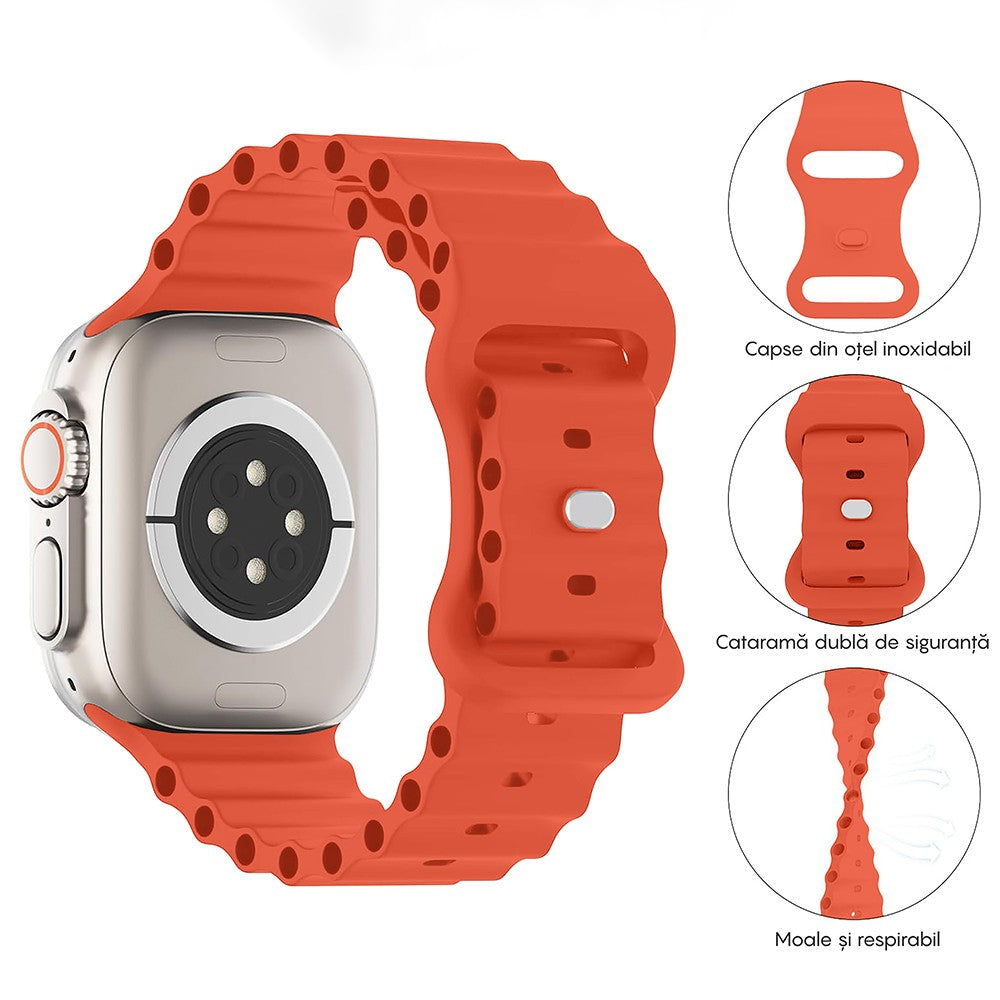 Curea Ocean Explorer - Apple Watch 1/2/3/4/5/6/7/8/9/SE/Ultra 1/Ultra 2 - 42/44/45/49 MM - Portocaliu