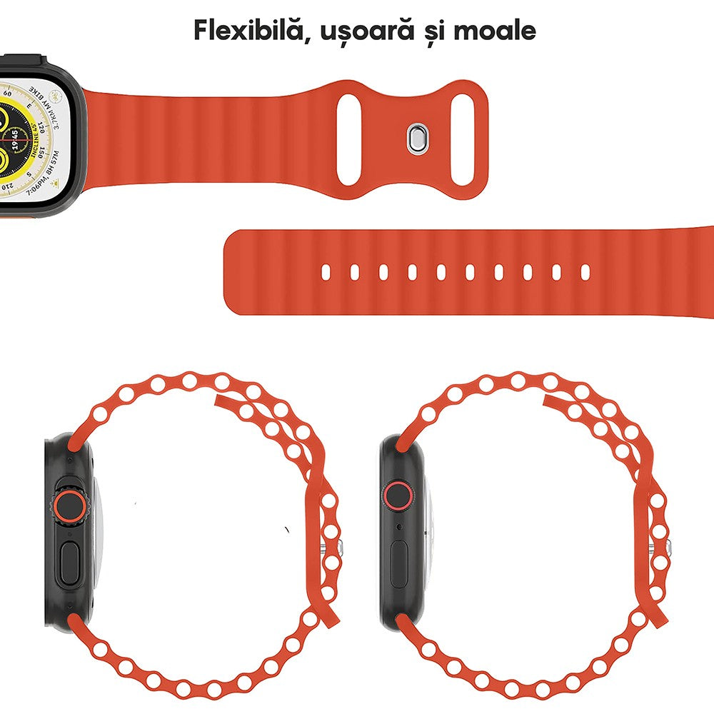 Curea Ocean Explorer - Apple Watch 1/2/3/4/5/6/7/8/9/SE/Ultra 1/Ultra 2 - 42/44/45/49 MM - Portocaliu