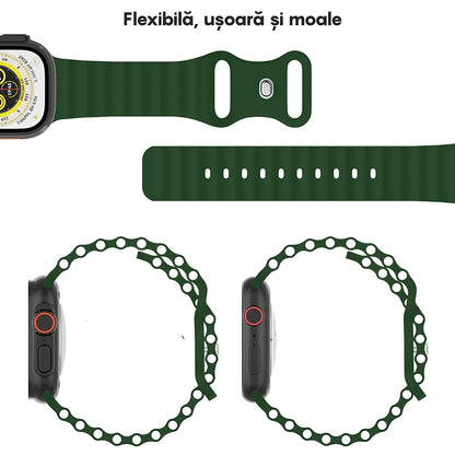 Curea Ocean Explorer - Apple Watch 1/2/3/4/5/6/7/8/9/SE/Ultra 1/Ultra 2 - 42/44/45/49 MM - Verde Inchis