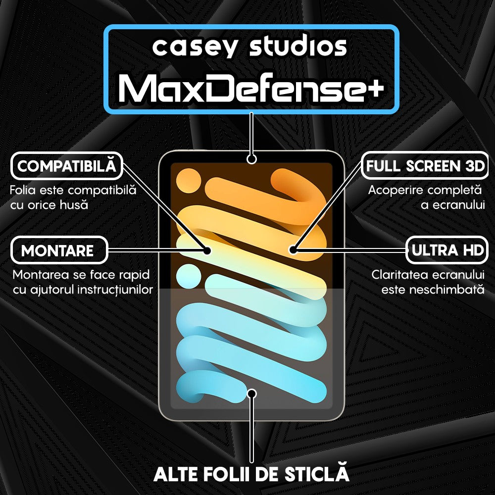 Folie Sticla MaxDefense+ - iPad Mini 6/Mini 7 8.3" - Clear