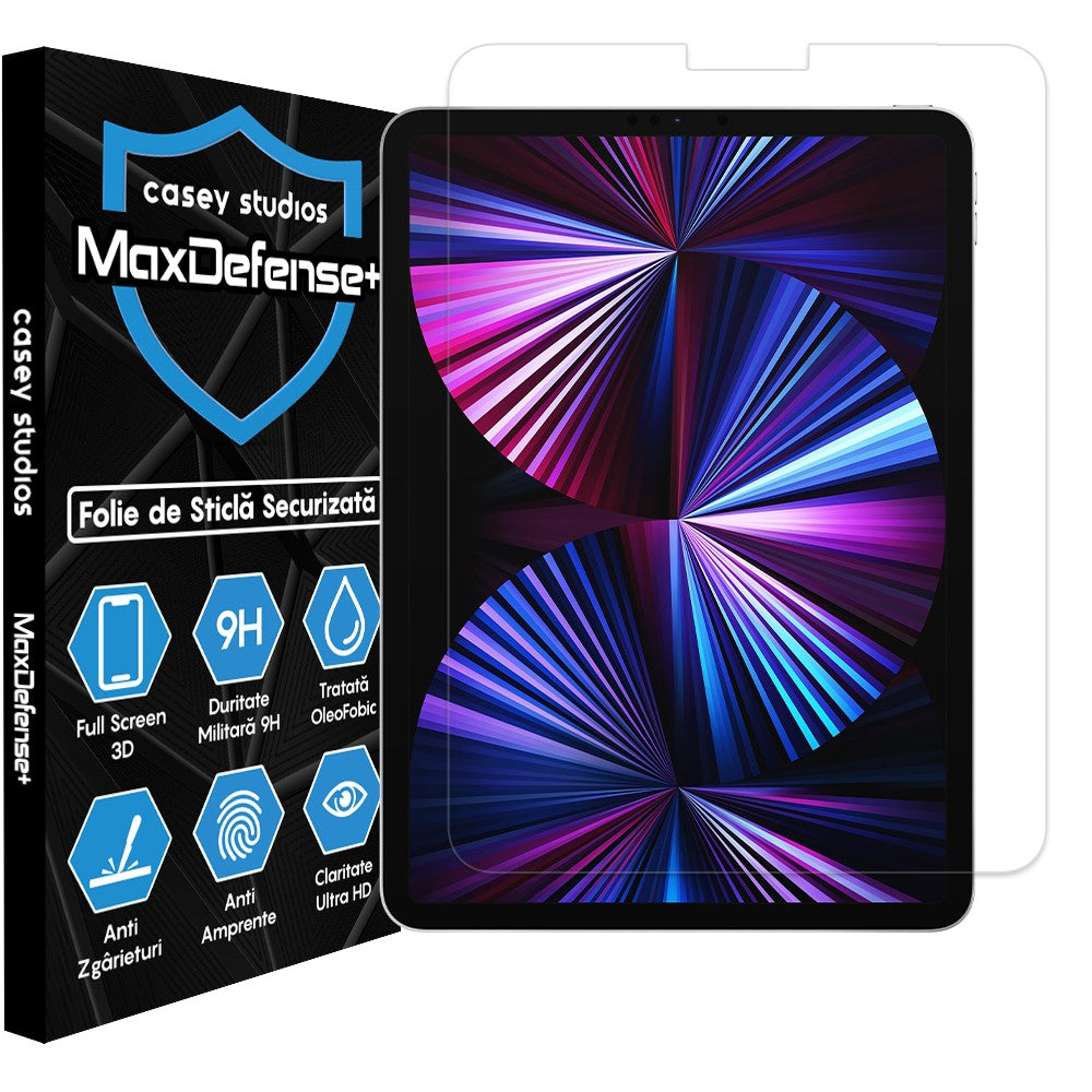 Folie Sticla MaxDefense+ - iPad Pro 11 2021/2020/2018/Air 4/Air 5 11" - Clear