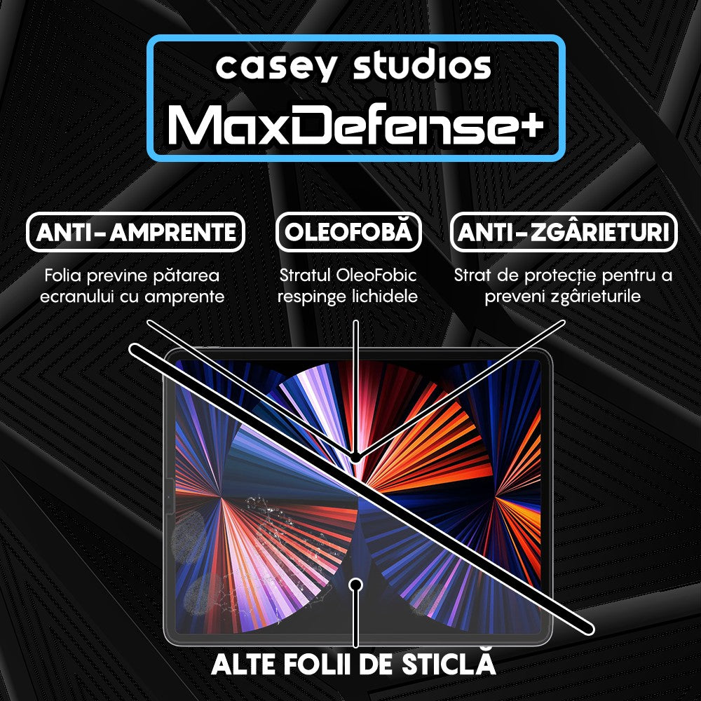 Folie Sticla MaxDefense+ - iPad Pro 12.9" 2021/2020/2018 - Clear