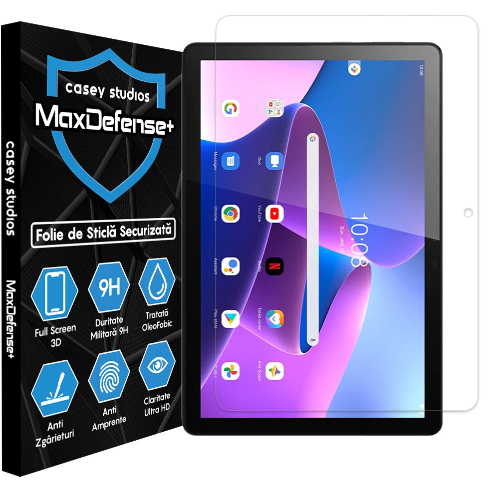 Folie Sticla MaxDefense+ - Lenovo Tab M10 10.1" (TB-X605L/TB-X505F) - Clear