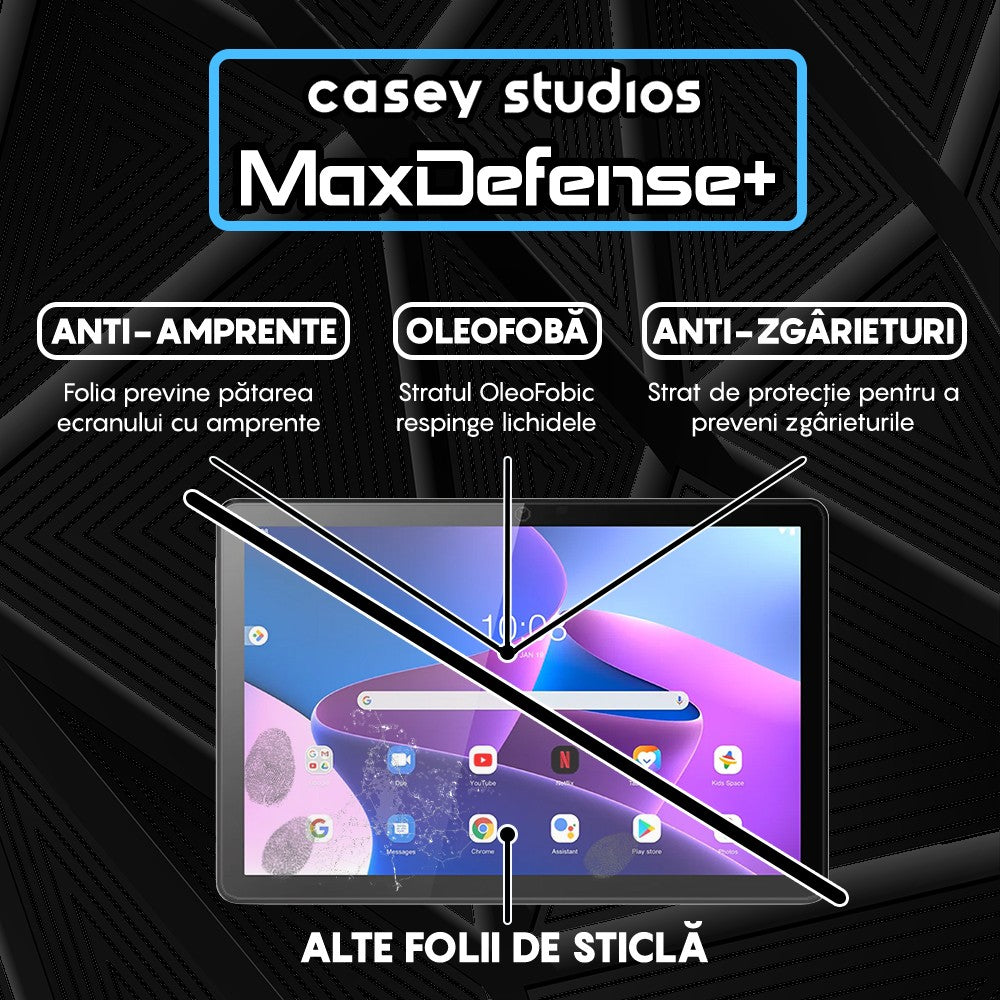 Folie Sticla MaxDefense+ - Lenovo Tab M10 10.1" (TB-X605L/TB-X505F) - Clear