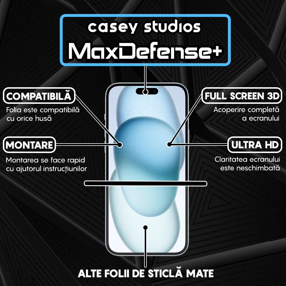 Folie Sticla MaxDefense+ - iPhone 15 Plus - Matte