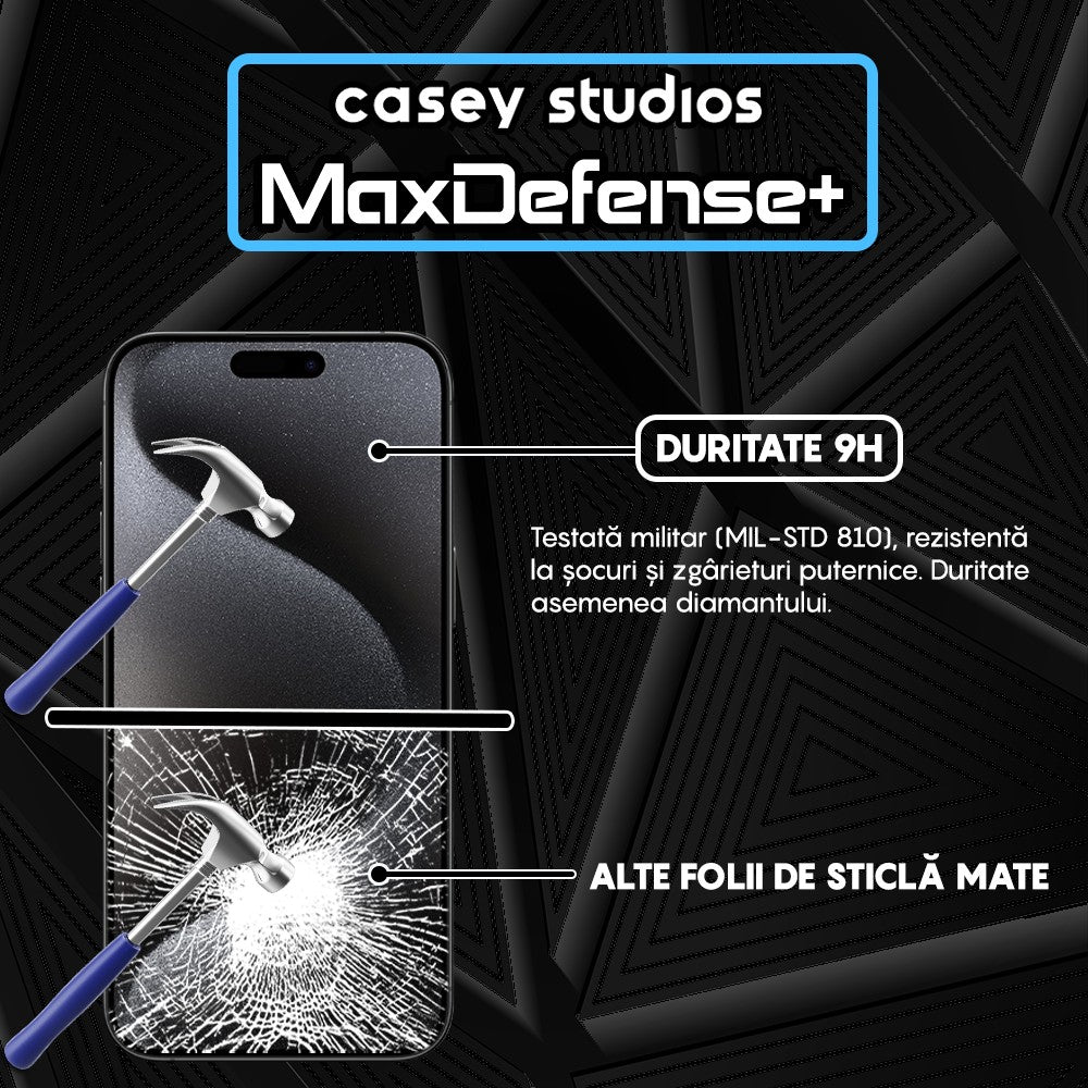 Folie Sticla MaxDefense+ - iPhone 15 Pro Max - Matte