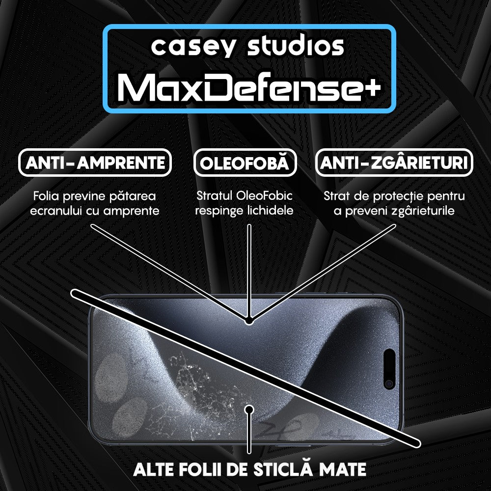 Folie Sticla MaxDefense+ - iPhone 15 Pro - Matte