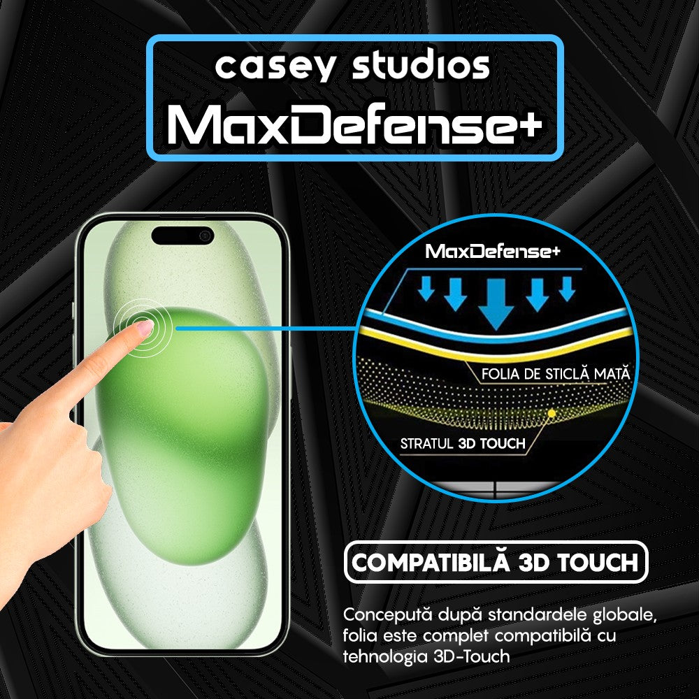 Folie Sticla MaxDefense+ - iPhone 15 - Matte