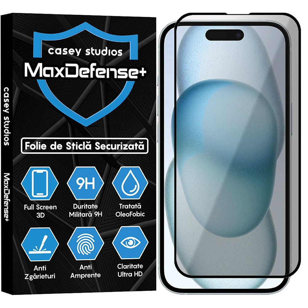 Folie Sticla MaxDefense+ - iPhone 15 Plus - Privacy