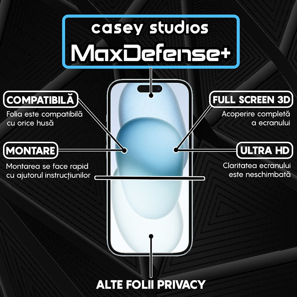 Folie Sticla MaxDefense+ - iPhone 15 Plus - Privacy