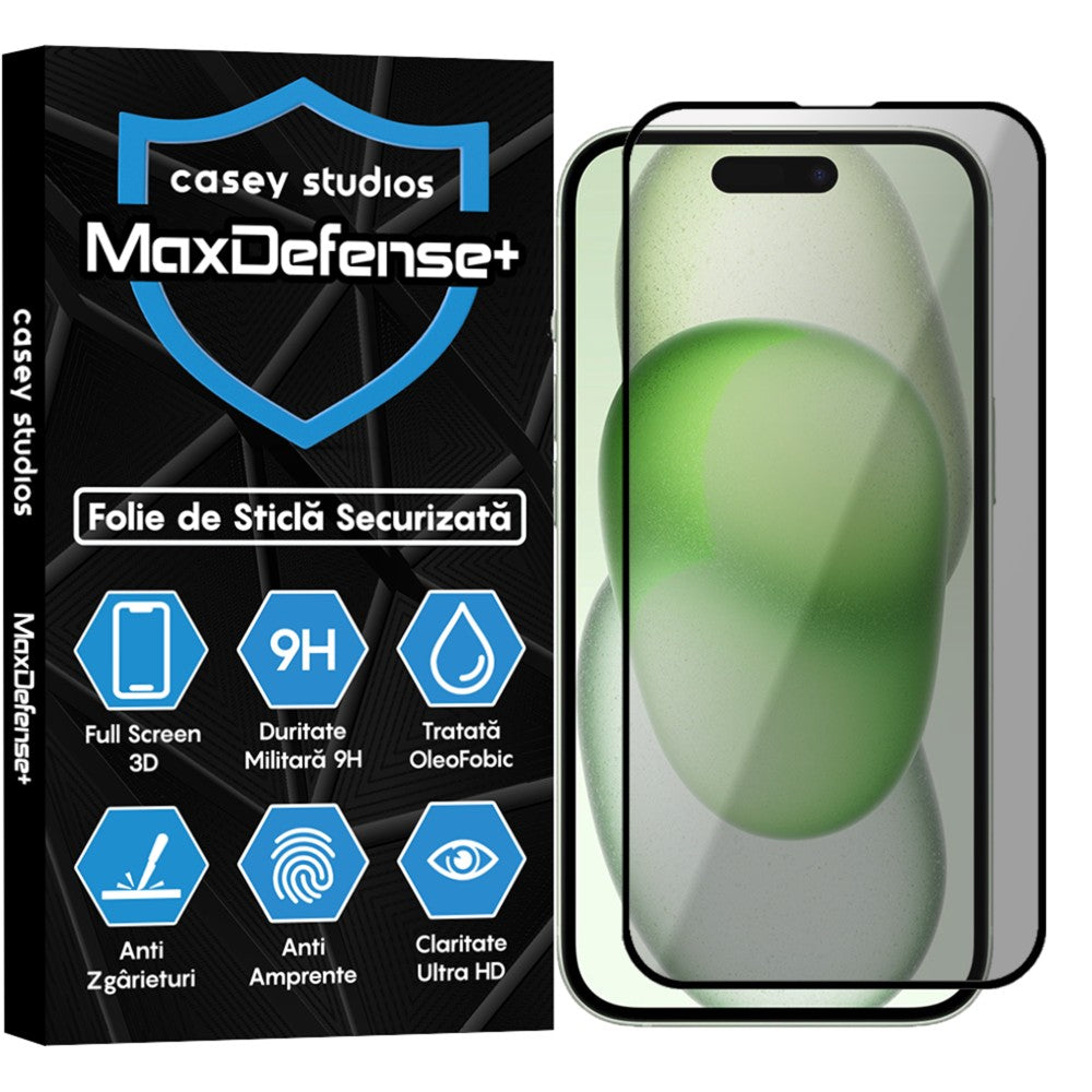 Folie Sticla MaxDefense+ - iPhone 15 - Privacy