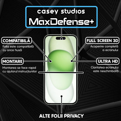 Folie Sticla MaxDefense+ - iPhone 15 - Privacy