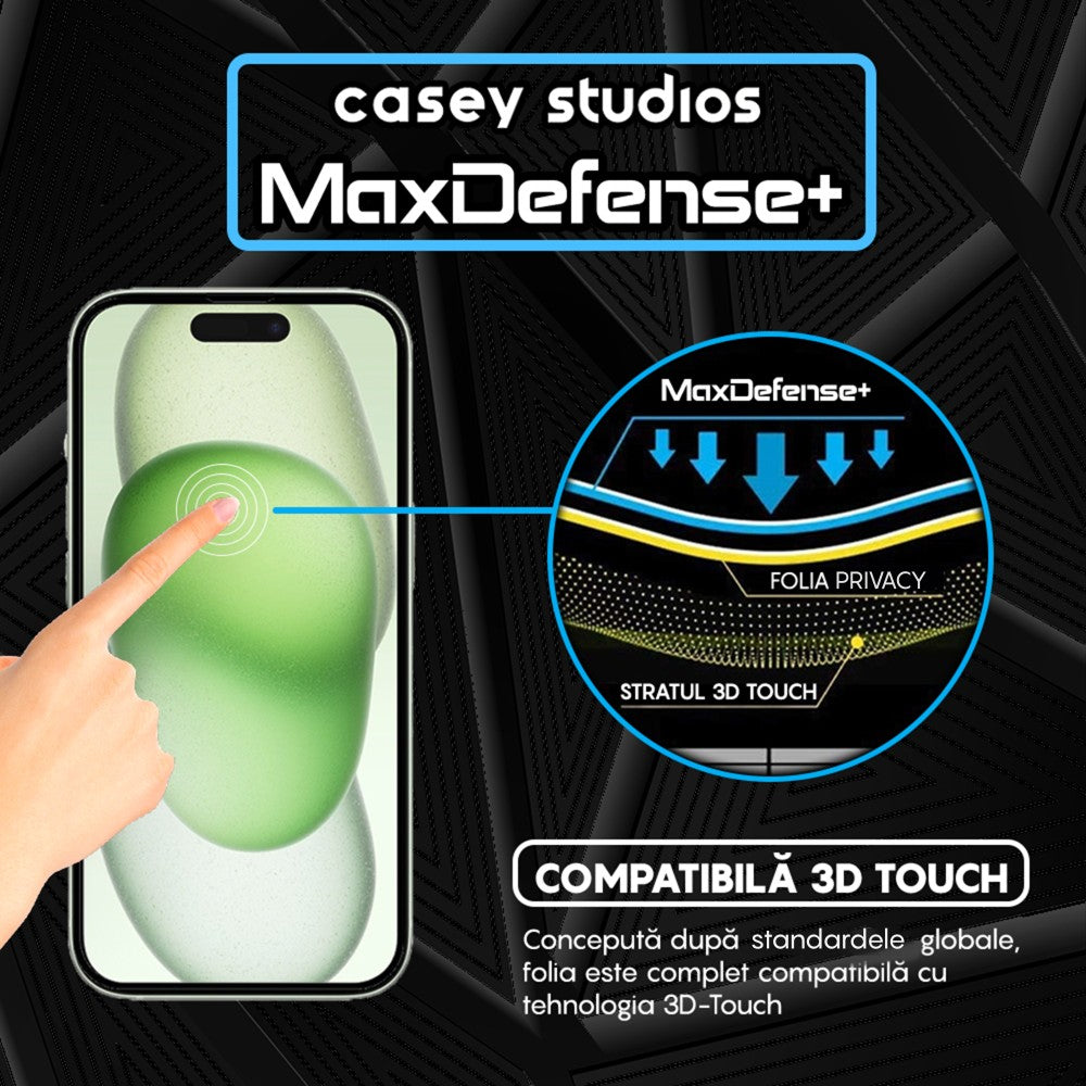Folie Sticla MaxDefense+ - iPhone 15 - Privacy
