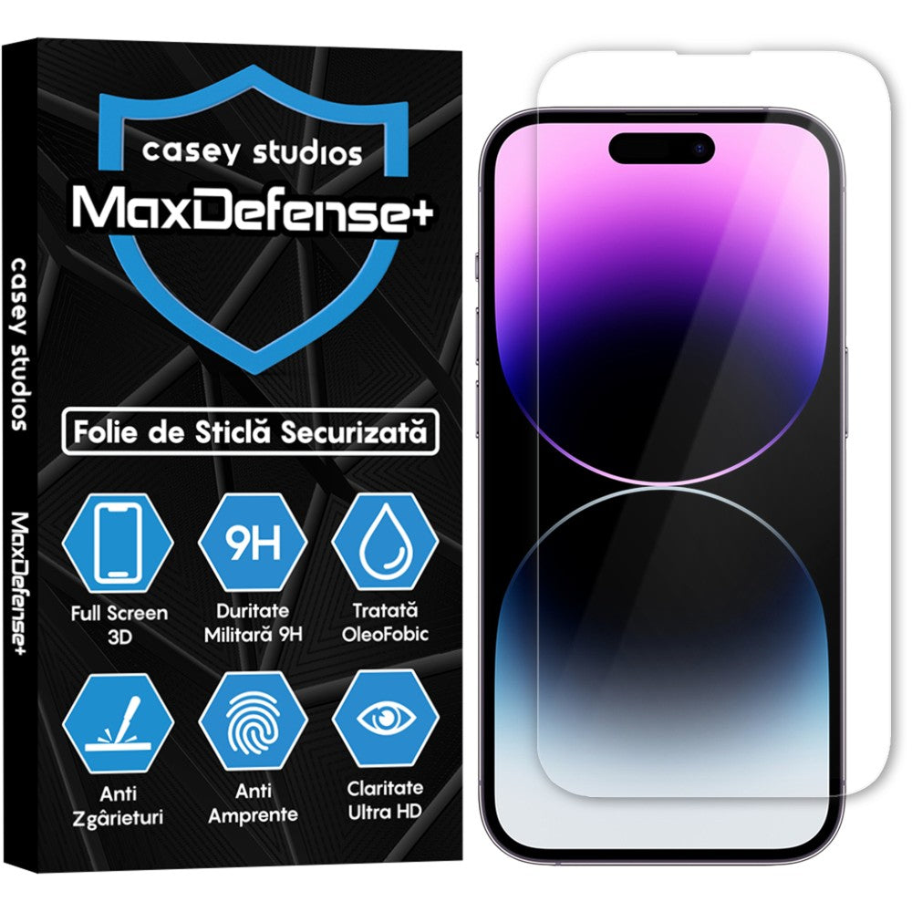 Folie Sticla MaxDefense+ - iPhone 14 Pro - Clear