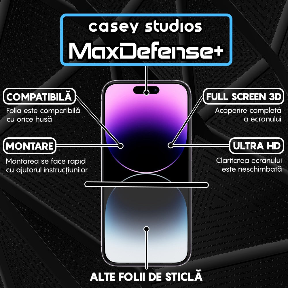 Folie Sticla MaxDefense+ - iPhone 14 Pro - Clear