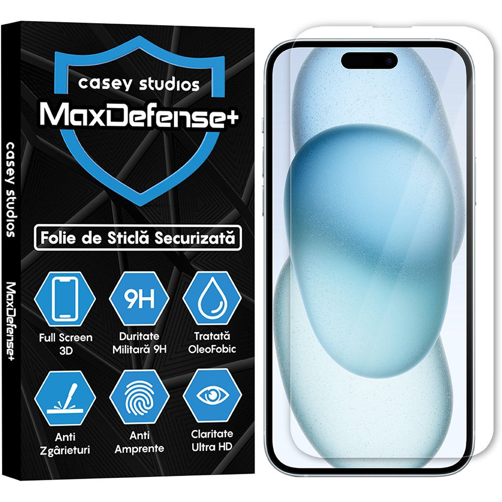 Folie Sticla MaxDefense+ - iPhone 15 Plus - Clear