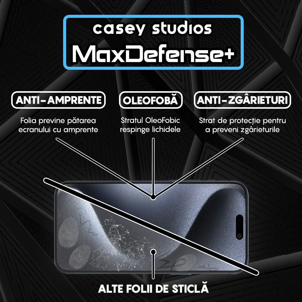 Folie Sticla MaxDefense+ - iPhone 15 Pro - Clear