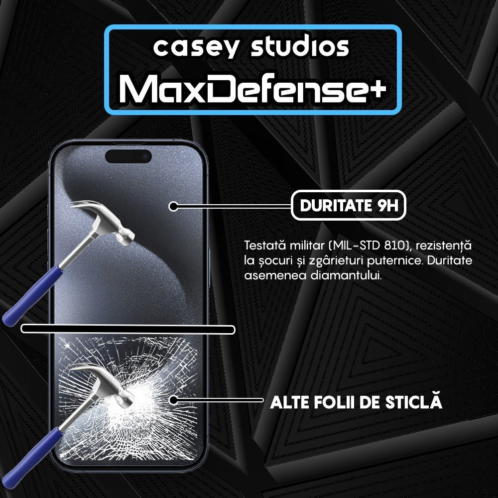 Folie Sticla MaxDefense+ - iPhone 15 Pro - Clear