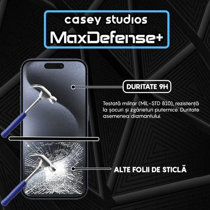 Folie Sticla MaxDefense+ - iPhone 15 Pro - Clear