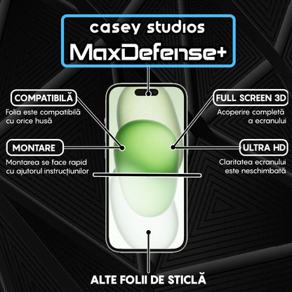 Folie Sticla MaxDefense+ - iPhone 15 - Clear