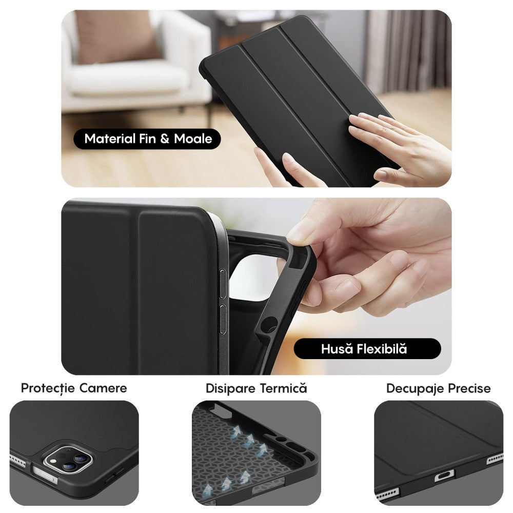 Husa MagneticX - iPad Air 13 2024/Pro 2022/2021/2020/2018 12.9" - Negru