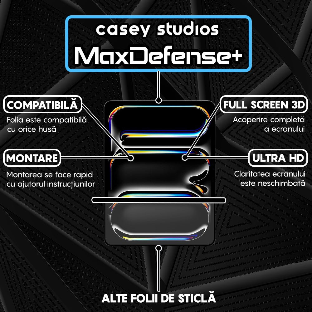Folie Sticla MaxDefense+ - iPad Pro 13 2024 - Clear