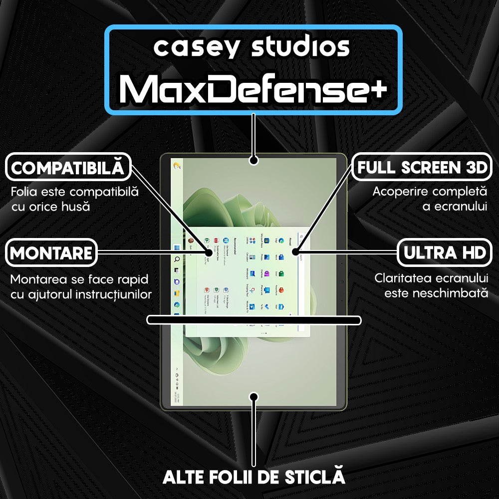 Folie Sticla MaxDefense+ - Microsoft Surface Pro 9 - Clear