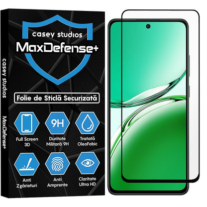 Folie Sticla MaxDefense+ - Oppo Reno 12 F 4G - Negru
